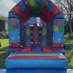 A 45ft velcro themed obstacle course front view