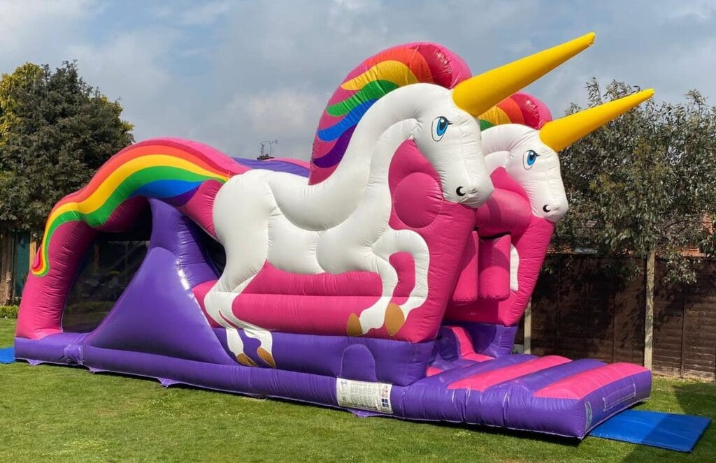 A unicorn themed obstacle course