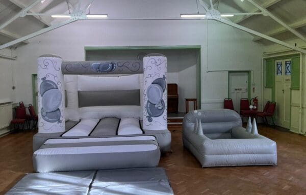 White & Silver Celebration Castle & Inflatable Ball Pool