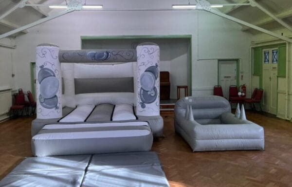 White & Silver Celebration Castle & Inflatable Ball Pool